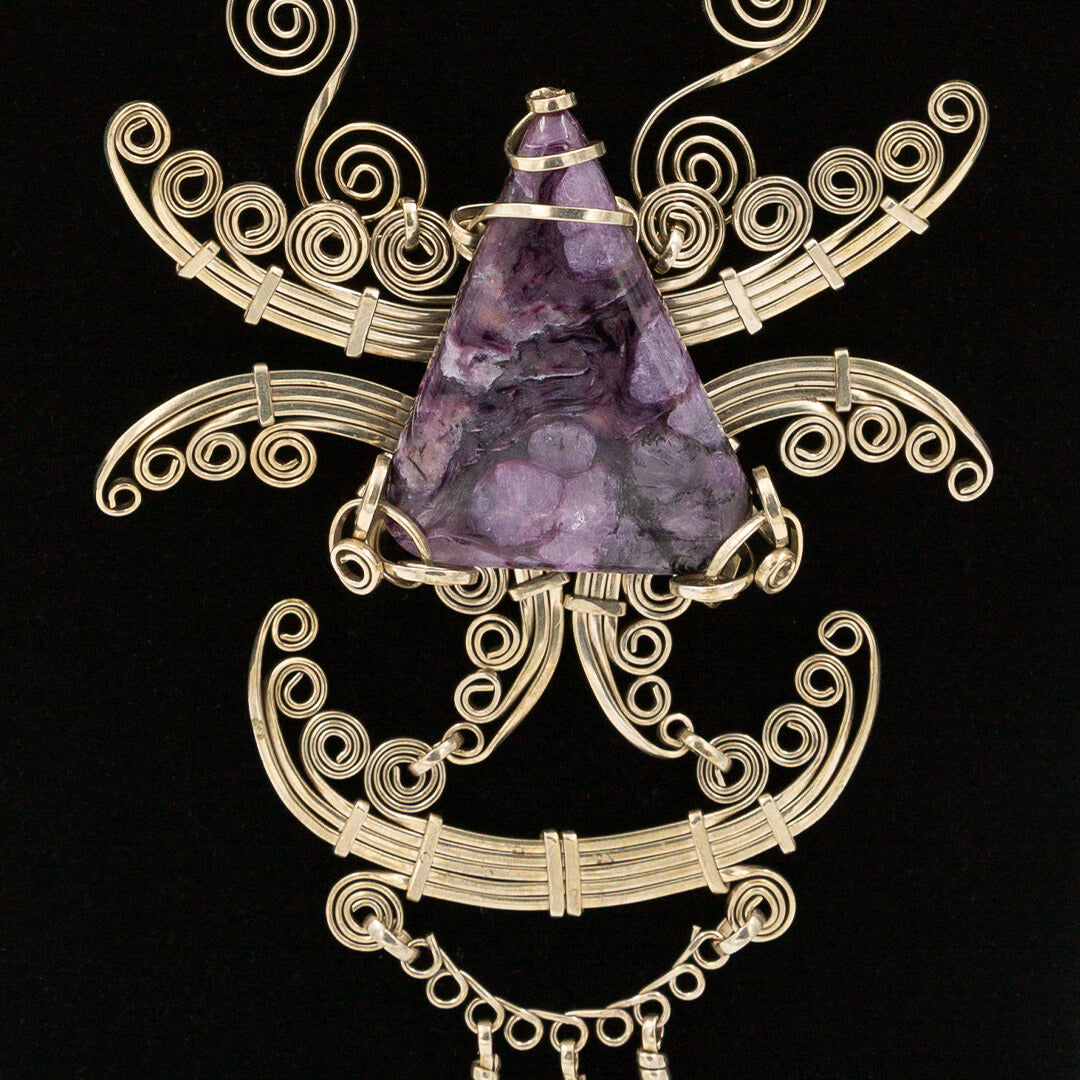Incredible One of a Kind Wire Wrap Charoite Pyramid