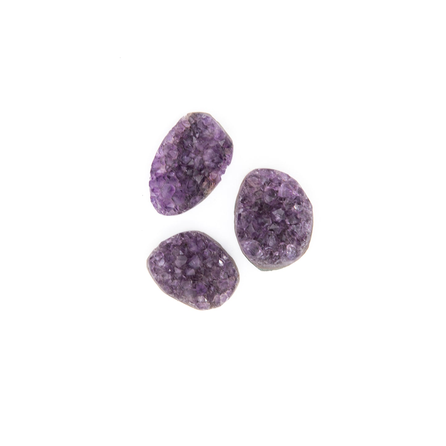 Uruguay Amethyst Cabochon. Gorgeous deep purple amethyst jewelry stones. Crystal face with a flat back. Size: approx. 1.5 inches +/- .25 in. Amethyst is said to instill peace within and promote self control.