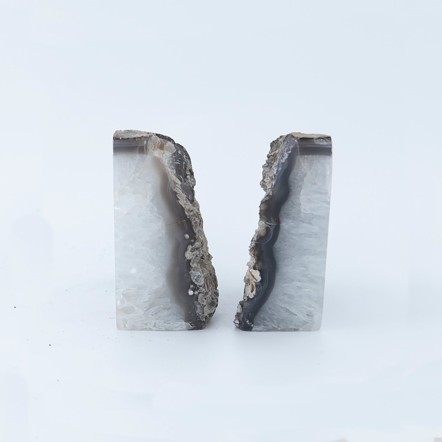 Large Starburst Quartz and Clear Agate Book Ends