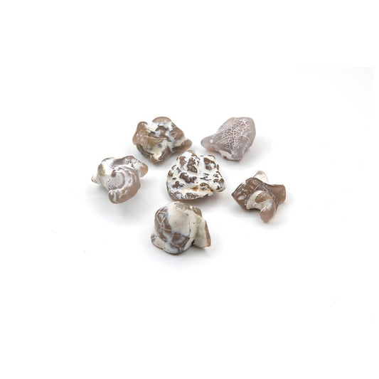 Snakeskin Agate polished pieces are smooth and shiny. Agate is a stone of positive transformation. They range from a little over an inch to 1.5 inches in size.  You will receive an item similar to the ones pictured.