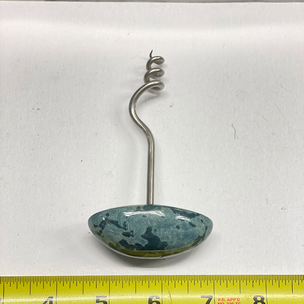 Vonsen Blue Jade Cork Screw Wine Opener. One of a kind, beautiful blues in the 2.5x1.25 inch handle. Stainless steel screw for durability.