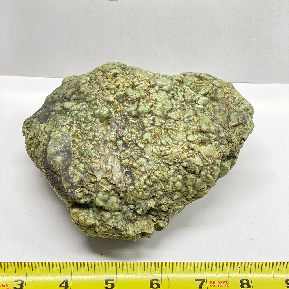 RiverBlossom Jade Botryoidal Cobble. Bubbles Everywhere! is the best description for this unique 5.5 inch piece. Pale Green bubbles in an intricate pattern.