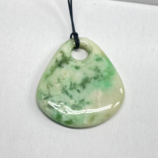 Burmese Jadeite Pendant.  Green to white patterns.  Handmade.