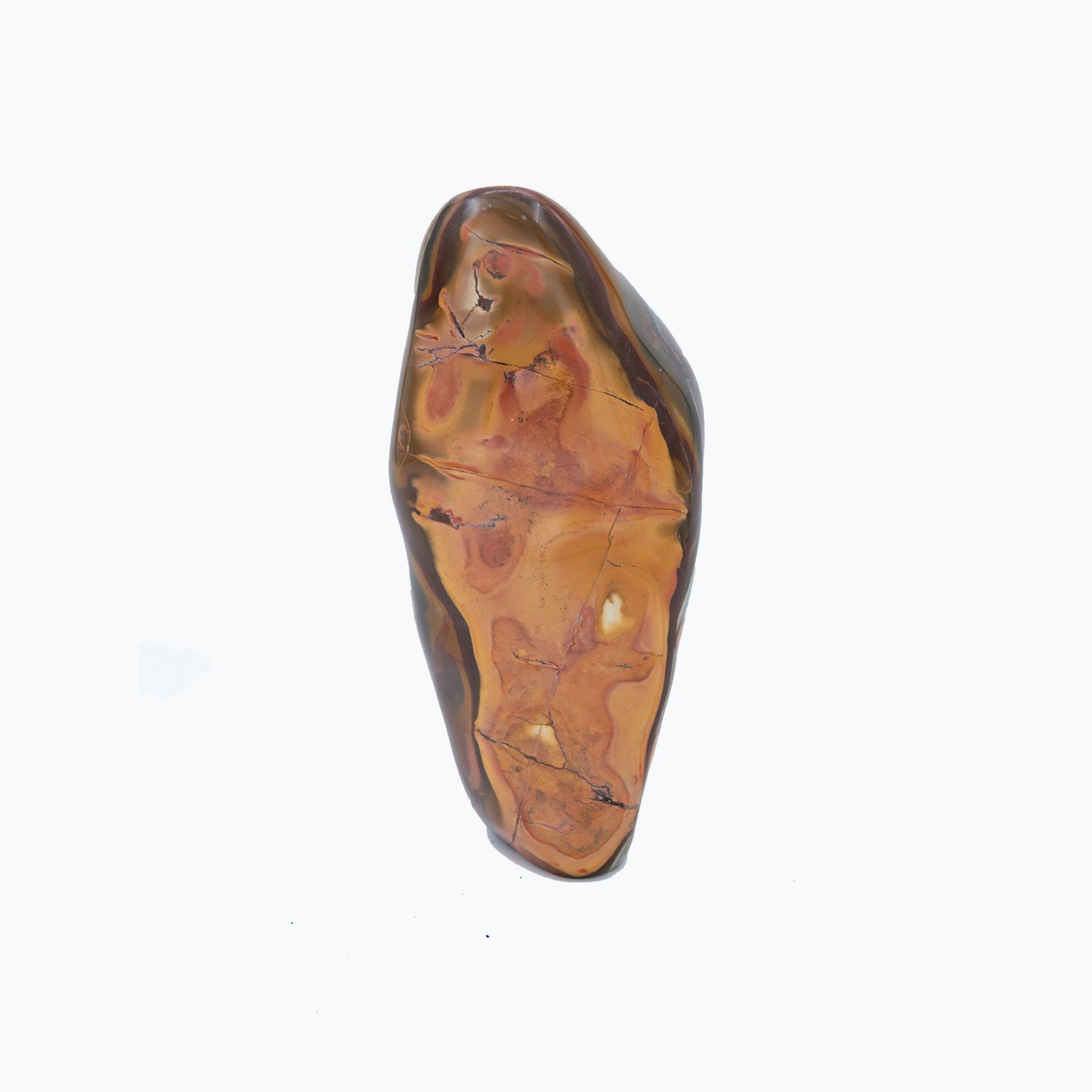 Madagascar Polychrome Jasper.  Beautiful colors and patterns. Size: 9 inches tall and 3 inches wide.  Shamans call this a stone of stability and grounding.