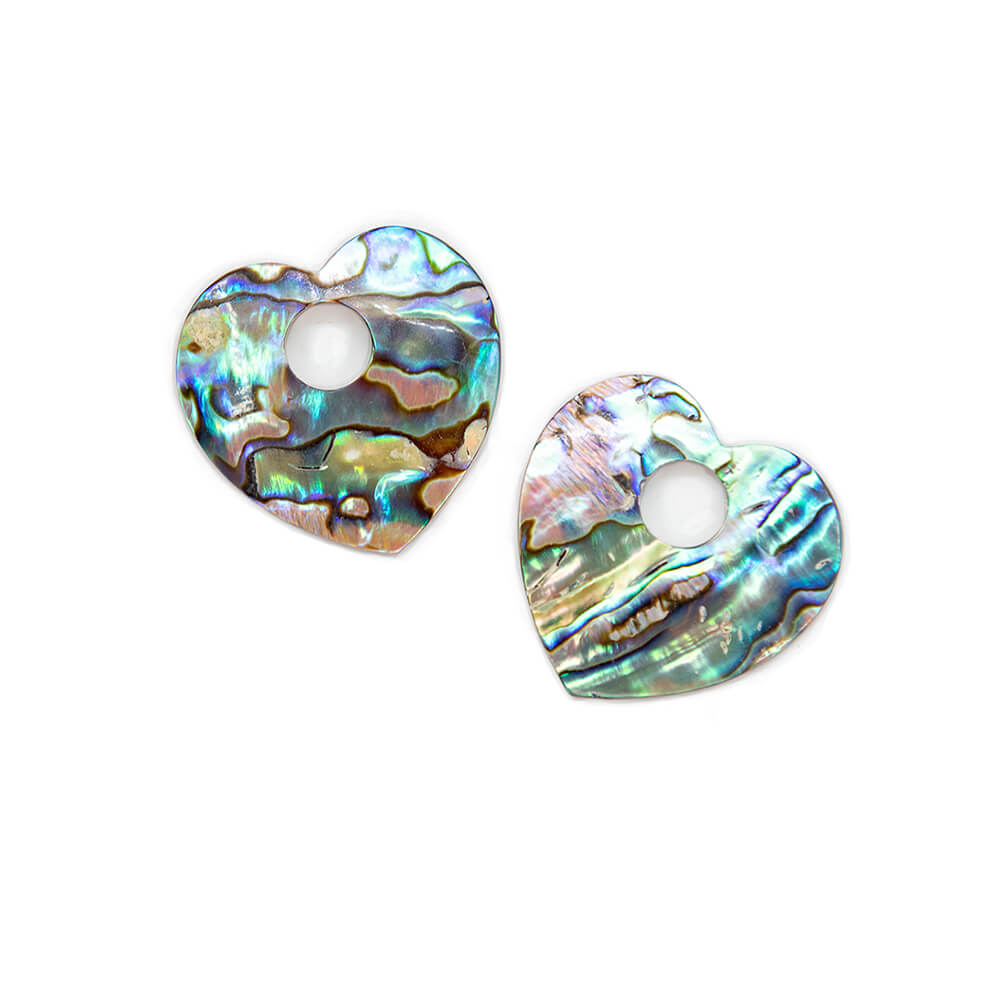 Nice Blue and Rainbow 1 1/2 inch Abalone heart pendants. Light and delicate, iridescent pastel patterns with incredible shine.