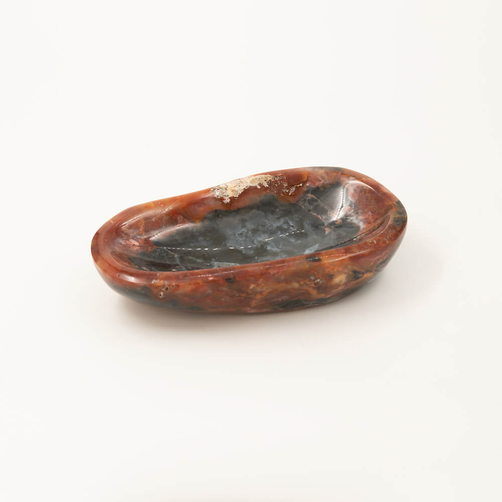 Really nice Carnelian Agate and Jasper bowl.  Richly textured patterns.  7x4x1.5 inches. Sourced in Madagascar.