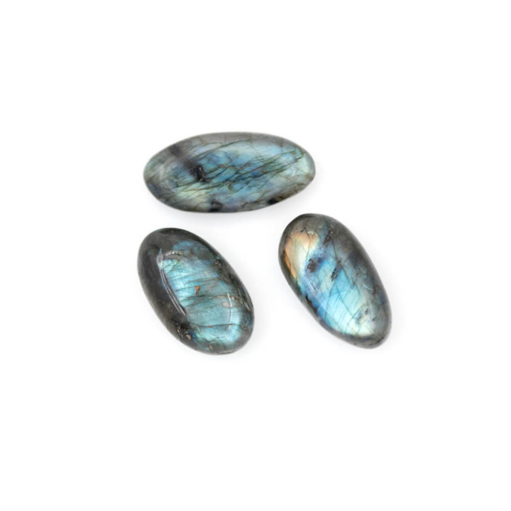Labradorite from the premier deposit. Seductively iridescent. Sourced in Madagascar. 1.5 to 2 inches in length