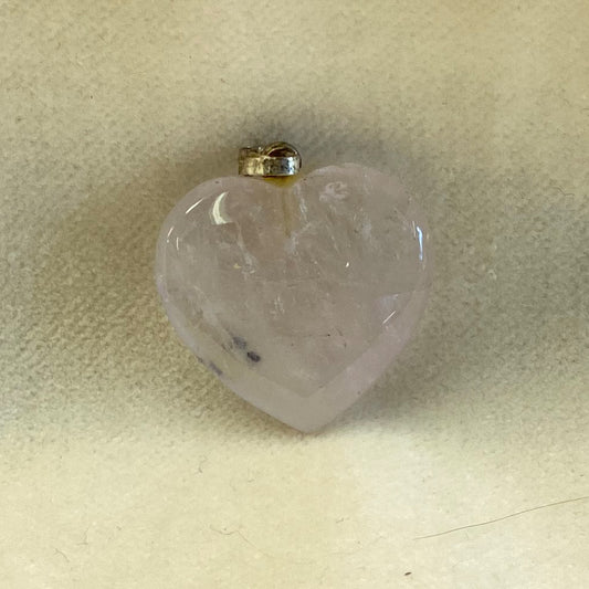 Handcrafted Clear Quartz Heart with stainless steel pendant ring.   A sweet petite heart pendant.  Size: 1 inch.