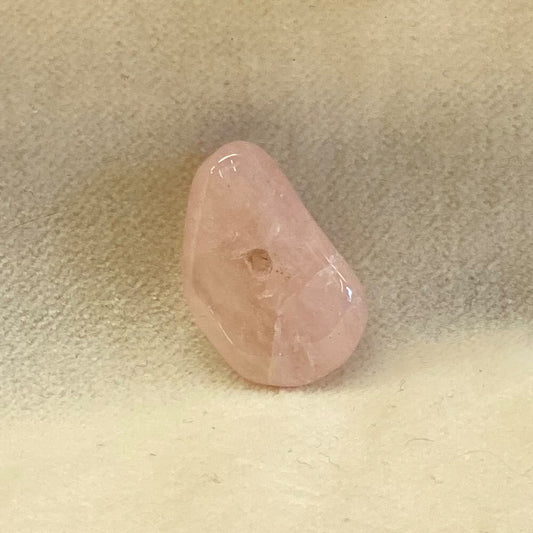 Handmade free form Morganite Beads.  Translucent pretty pink.  Stringing hole approx. 1mm.  Size: approx. .75 in.